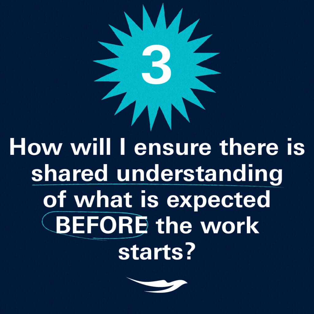 How will I ensure there is shared understanding of what is expected BEFORE the work starts?